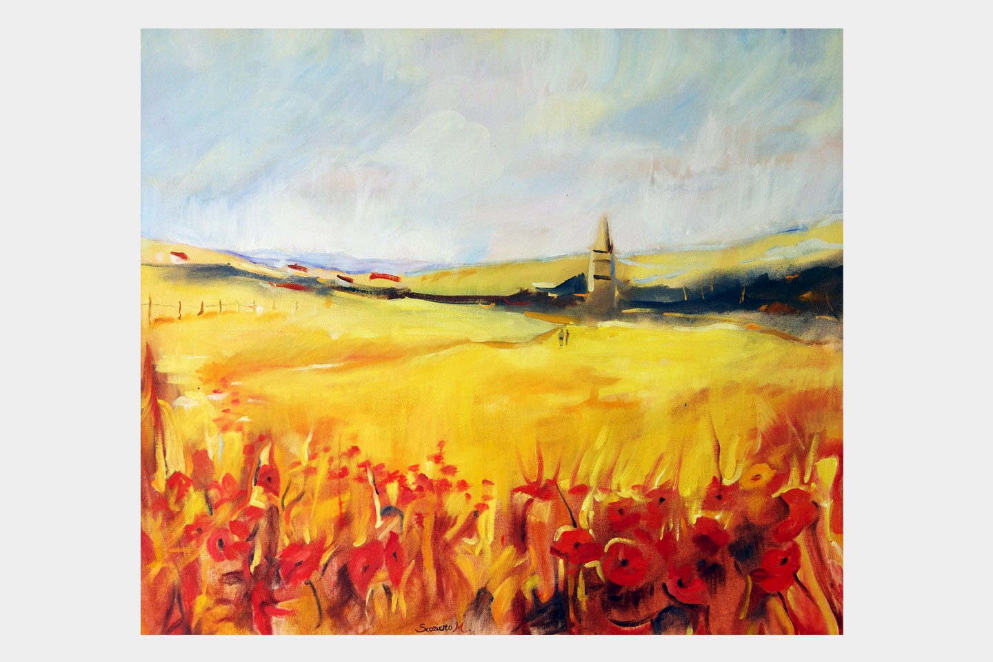 Wheat and poppies field